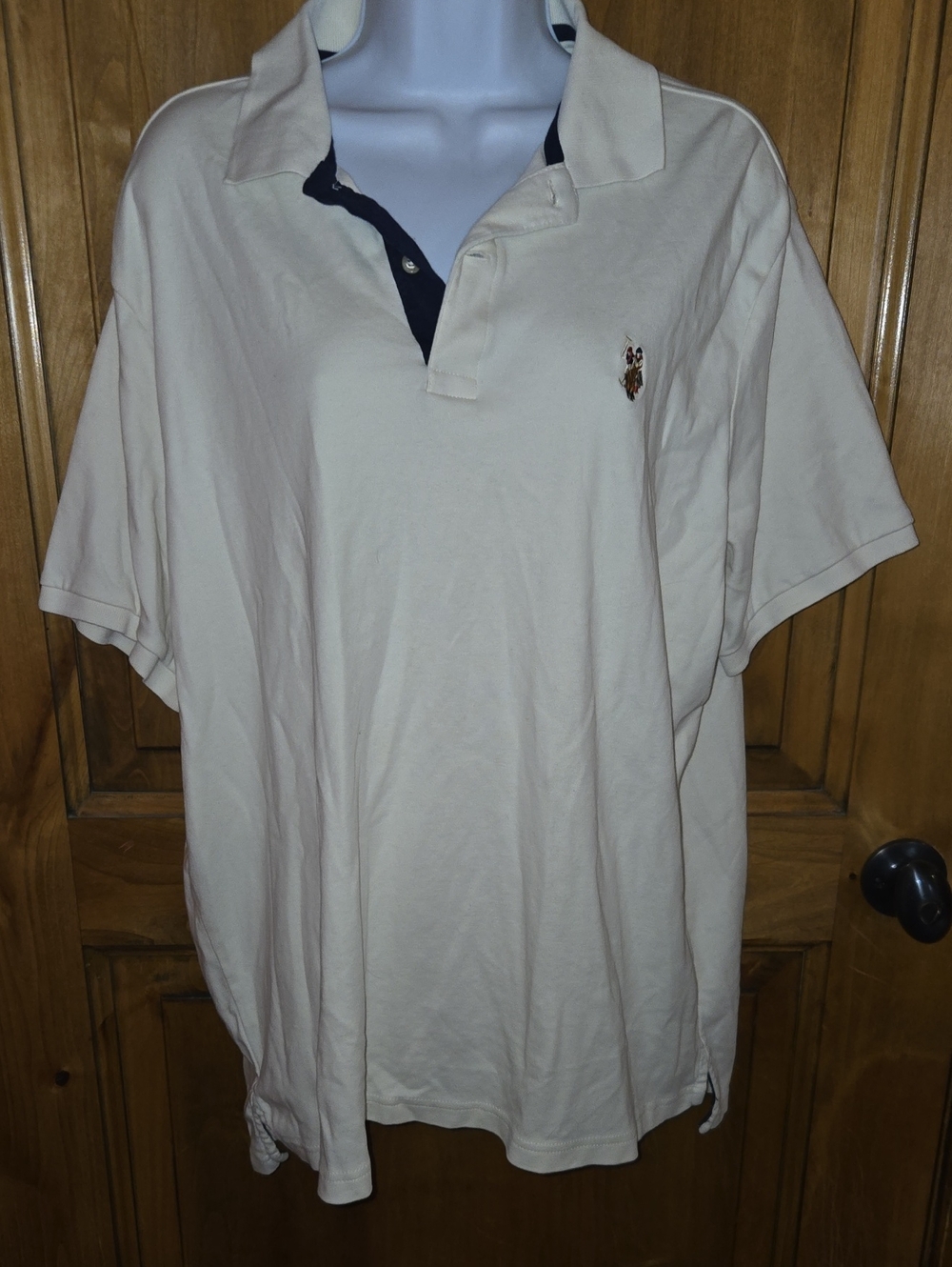 U.S. Polo Assn. Cream Polo with Navy Inner Placket